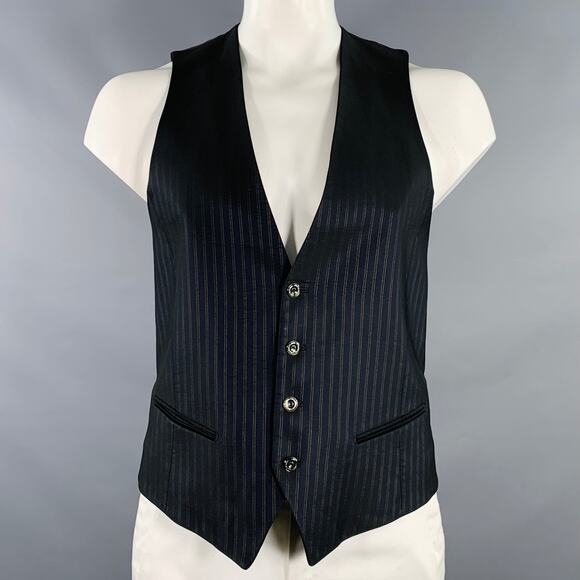 CARLO PIGNATELLI Size 42 Black Purple Stripe Acetate Wool Vest - Picture 1 of 7